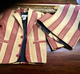 Luxury Silk Stripe Vest & Jacket Set - Dark Beige & Rust -James
